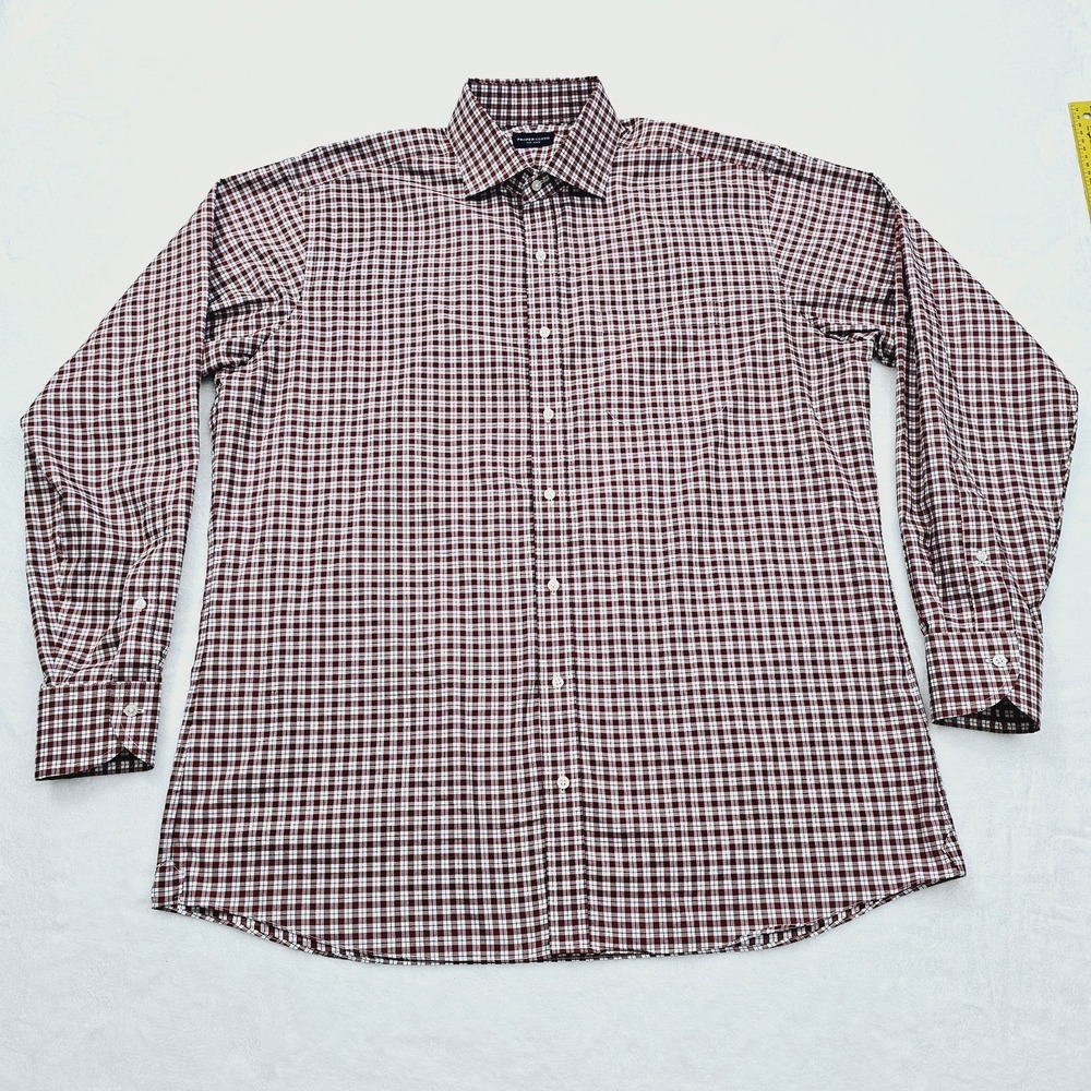 Proper Cloth Mens XL Red Gingham Check Long Sleeve Dress Shirt Button Up Preppy - Picture 2 of 9